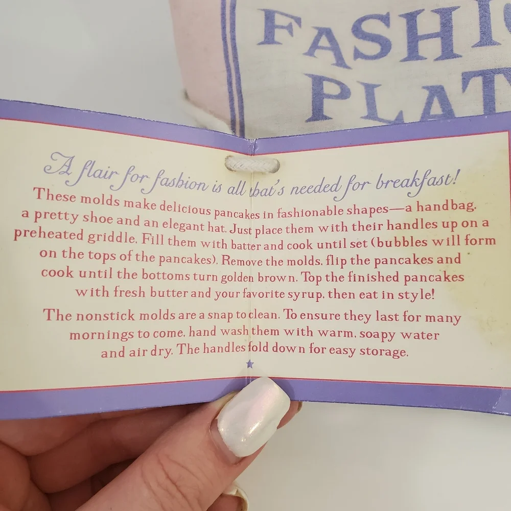 Williams Sonoma Fashion Plate Pancake Mold Set Handbag Shoe Hat Shapes